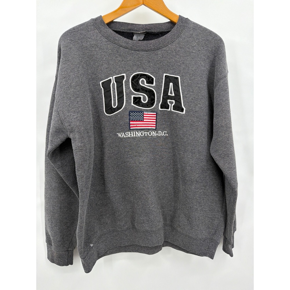 BC USA Washington DC Sweatshirt Mens XL Embroidered Flag‎ Pullover Patriotic